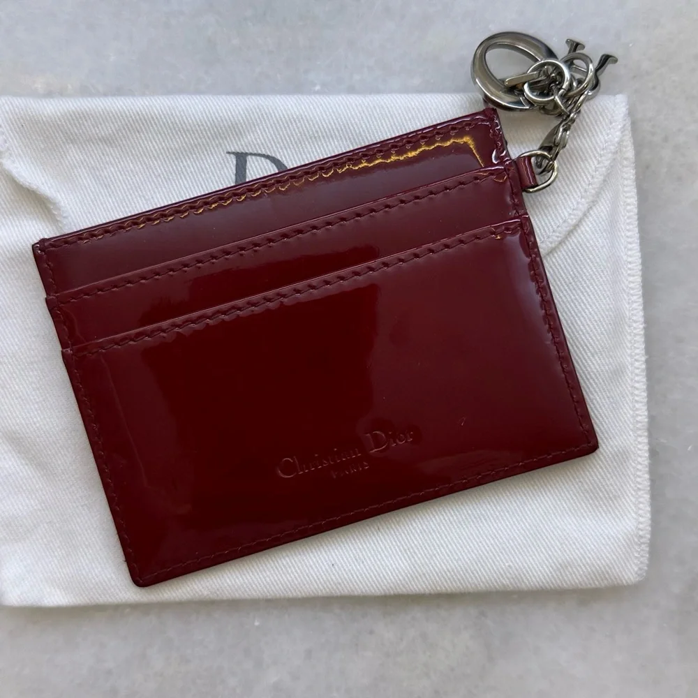 Lady Dior Patent Red Card Holder